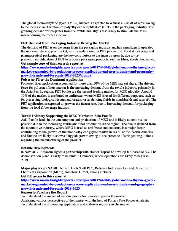 Global Mono-ethylene Glycol Market Analysis 2018