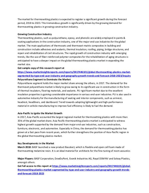 Global Thermosetting Plastics Market Analysis 2018