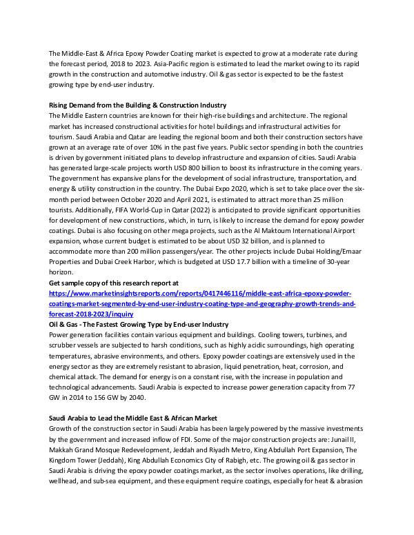 Middle-East & Africa Epoxy Powder Coatings Market