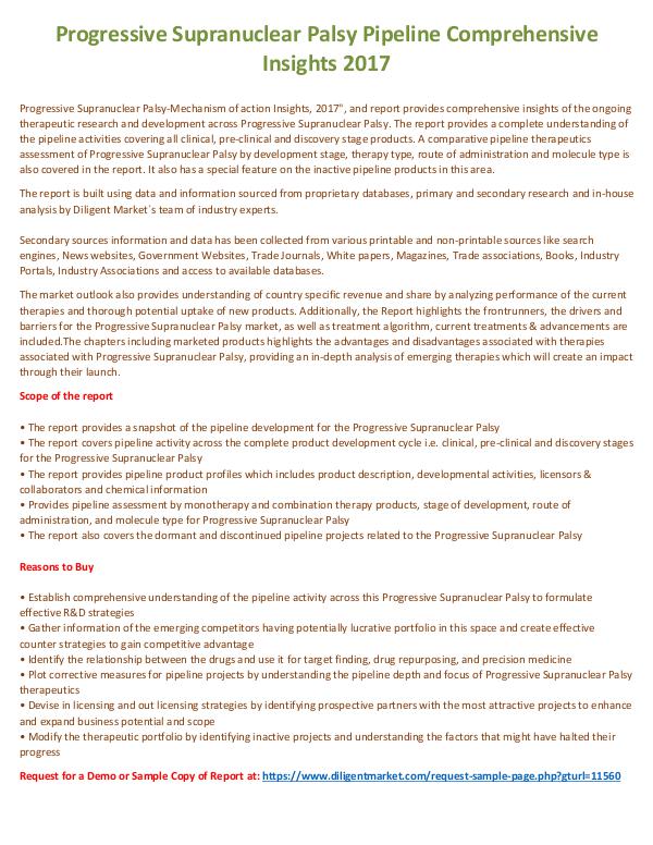 Surgical Wound Infections Pipeline Status and Analysis 2017 Progressive Supranuclear Palsy