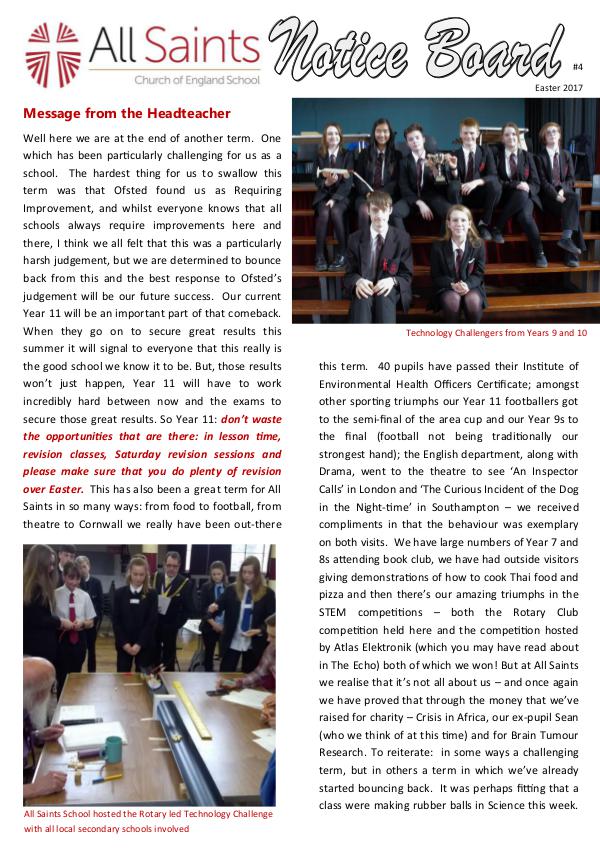 All Saints Newsletter Easter 2017