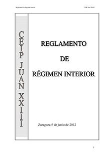 REGLAMENTO DE R&Eacute;GIMEN INTERIOR