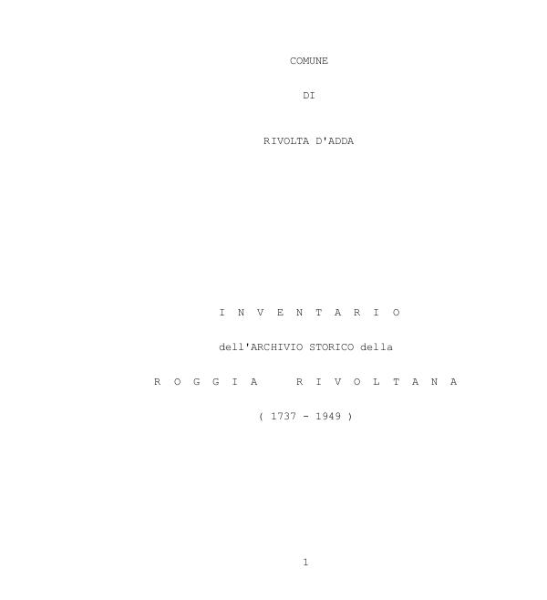 Archivio storico Roggia Rivoltana 1737 - 1949