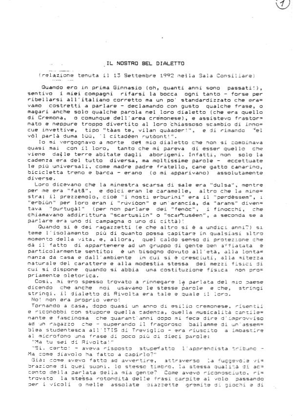 Il nostro dialetto. Di Eugenio Calvi