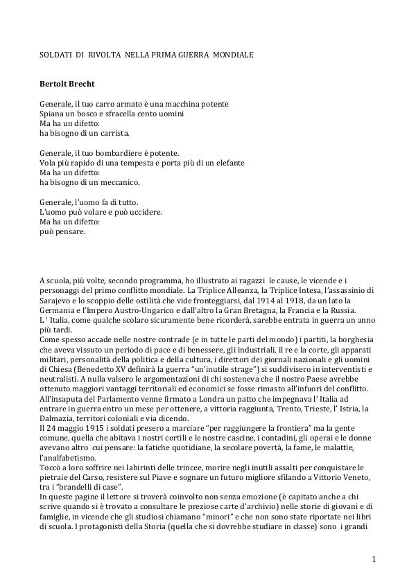 SOLDATI DI RIVOLTA NELLA PRIMA GUERRA MONDIALE