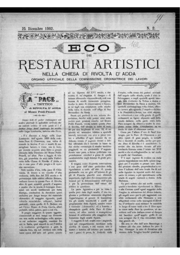 L'eco dei restauri  28 dicembre 1902