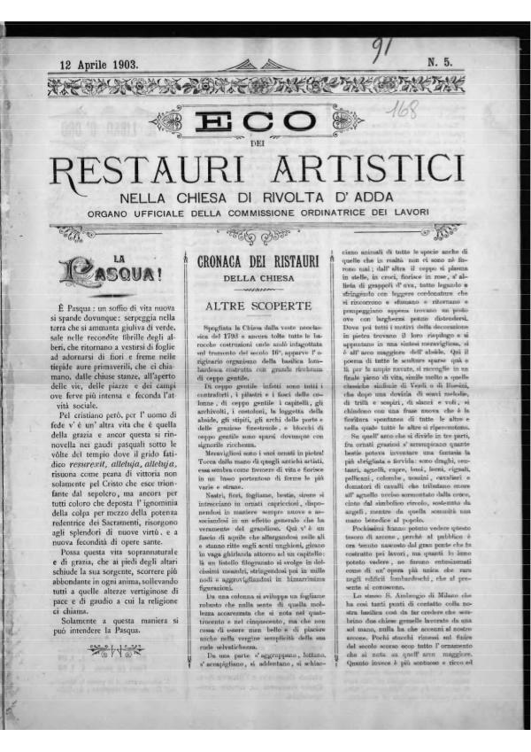 L'Eco dei restauri Aprile 1903