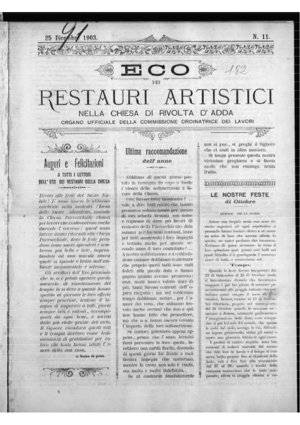 L'Eco dei restauri Dicembre 1903