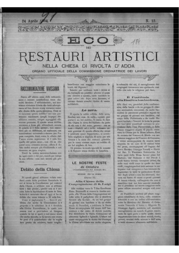 L'Eco dei restauri Aprile 1904