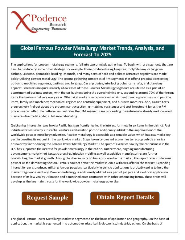 Current Business Affairs Global Ferrous Powder Metallurgy Market 2018