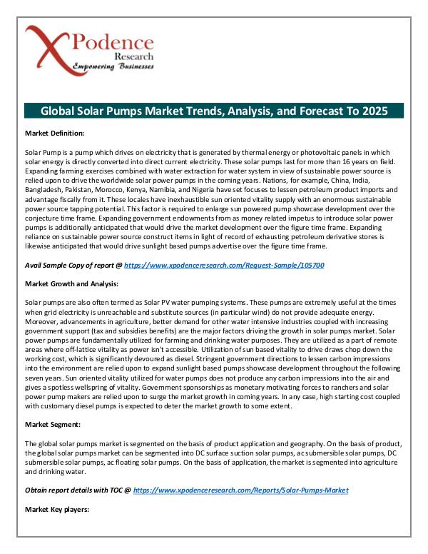 Global Solar Pumps Market 2018