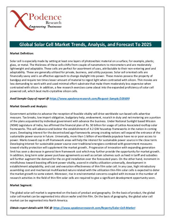 Global Solar Cell Market 2018