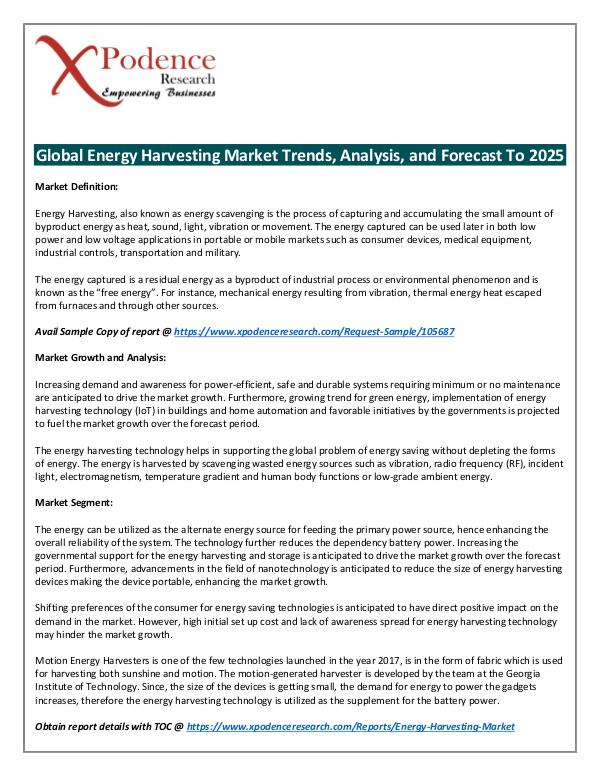 Global Energy Harvesting Market 2018