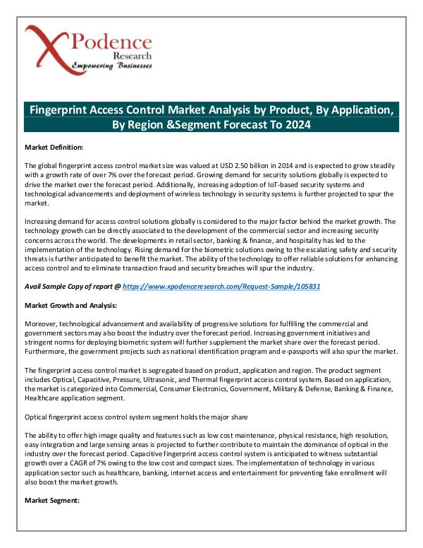 Global Fingerprint Access Control Market 2018