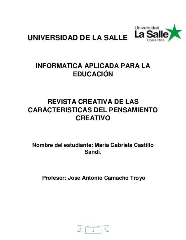 Características del pensamiento creativo Caracteristicas del pensamiento creativo