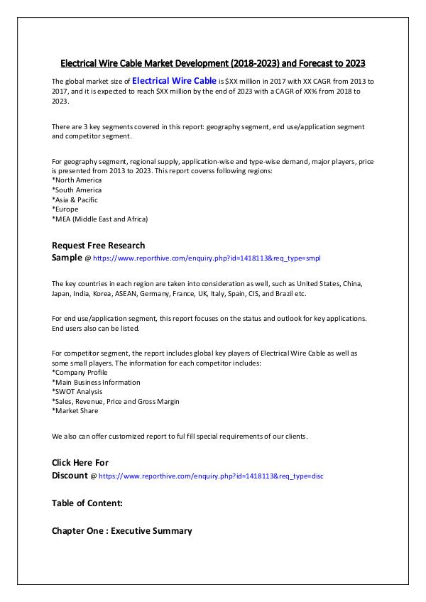 Electrical Wire Cable Market Development