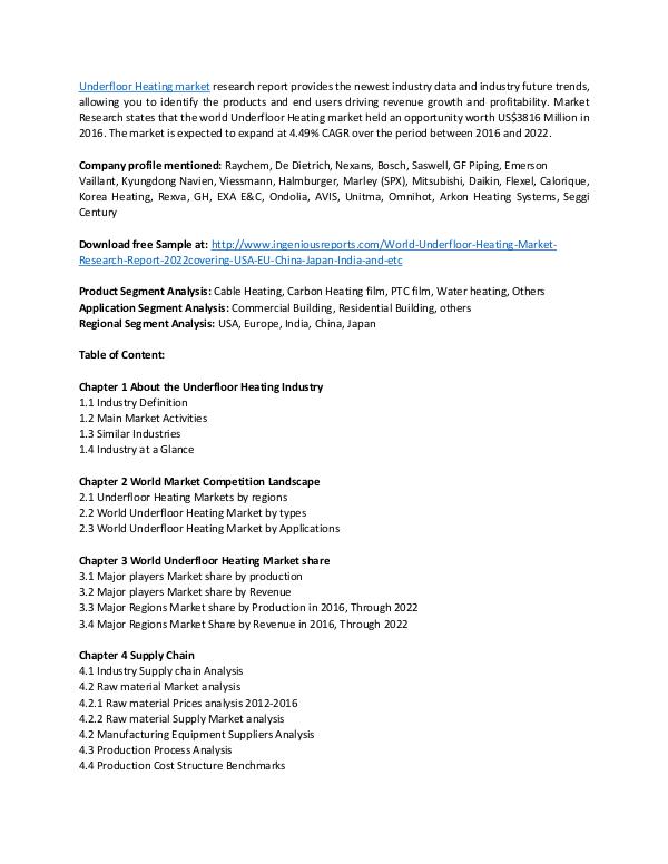 Underfloor Heating Market - Industry Outlook & Market Segmentation Underfloor Heating Market Research