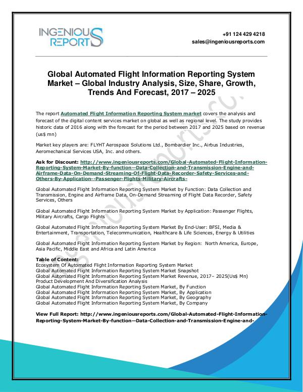 Automated Flight Information Reporting System