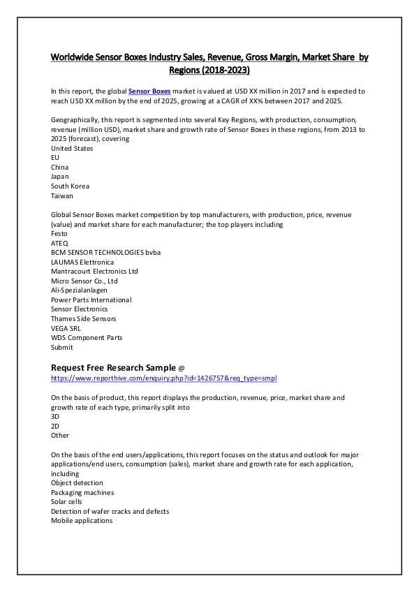 Report Hive Worldwide Sensor Boxes Industry Sales