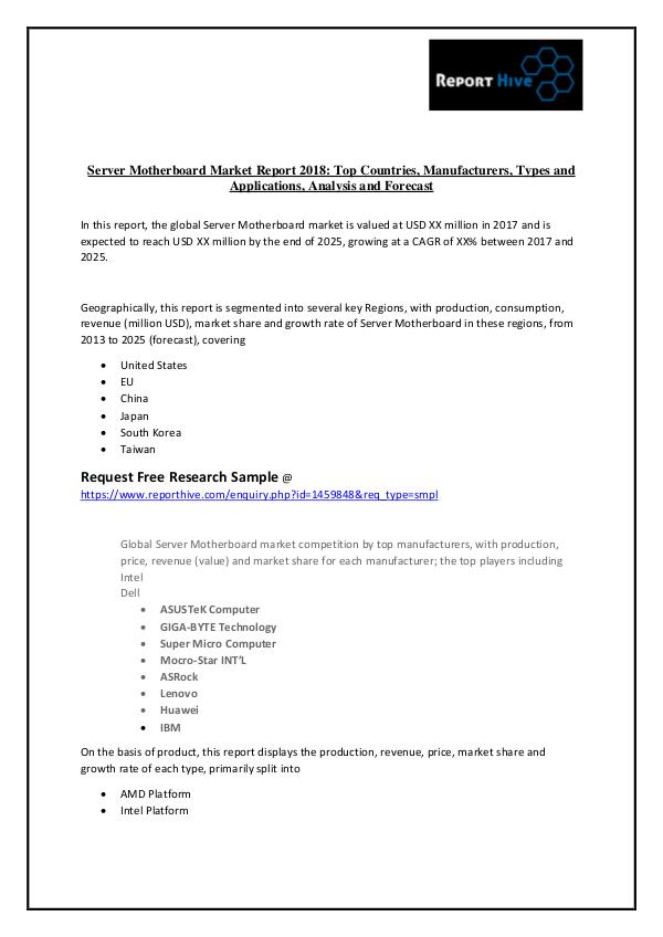 Server Motherboard Market Report 2018