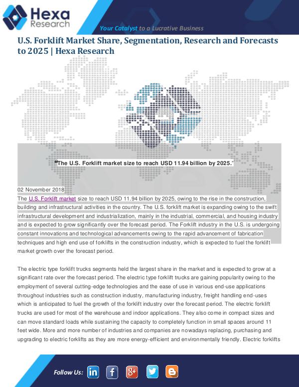 Market Analysis Report U.S. Forklift Market