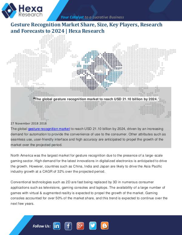 Market Analysis Report Gesture Recognition Market