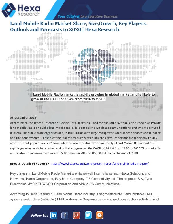 Market Analysis Report Land Mobile Radio Market