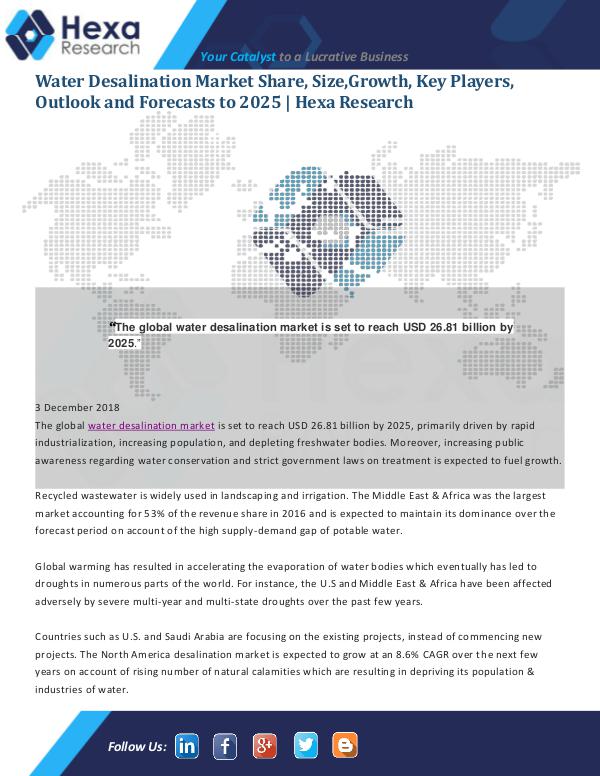 Market Analysis Report Water Desalination Market