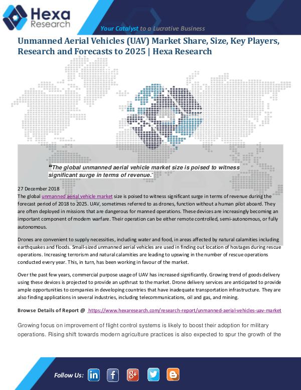 Market Analysis Report Unmanned Aerial Vehicles (UAV) Market