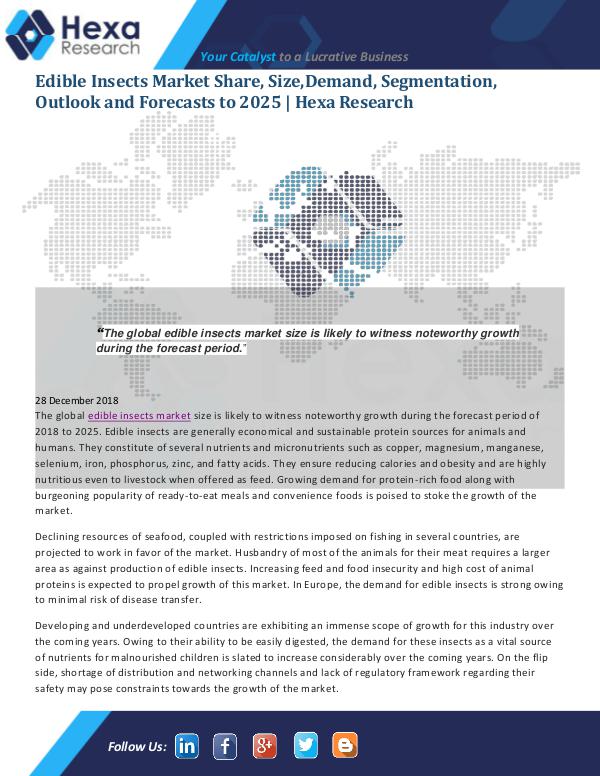 Market Analysis Report Edible Insects Market