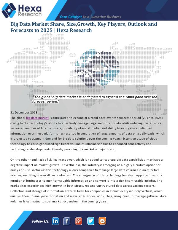 Market Analysis Report Big Data Market