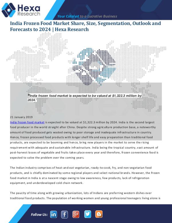 Market Analysis Report India Frozen Food Market