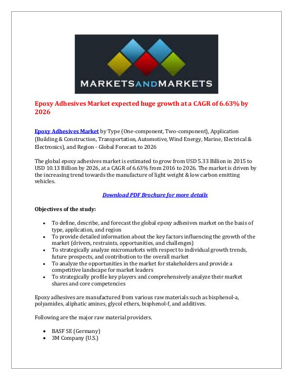 Dynamic Research Reports Epoxy Adhesives Market