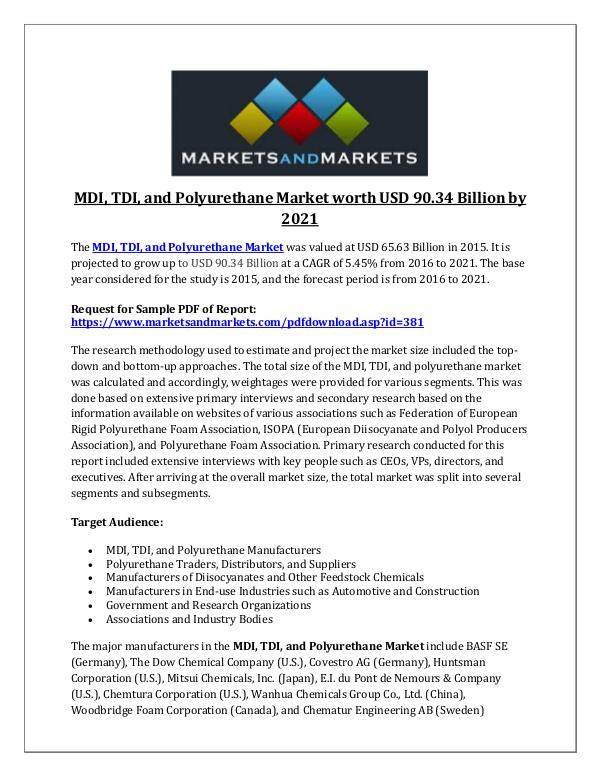 MDI, TDI, and Polyurethane Market