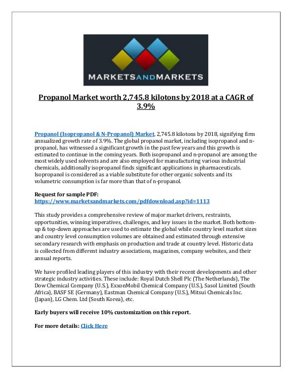 Chemicals and Materials Propanol Market