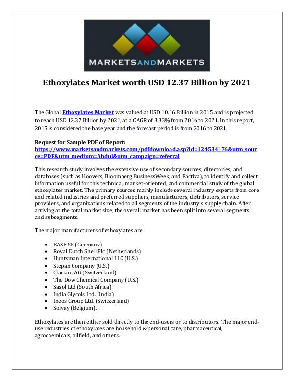 Chemicals and Materials Ethoxylates Market