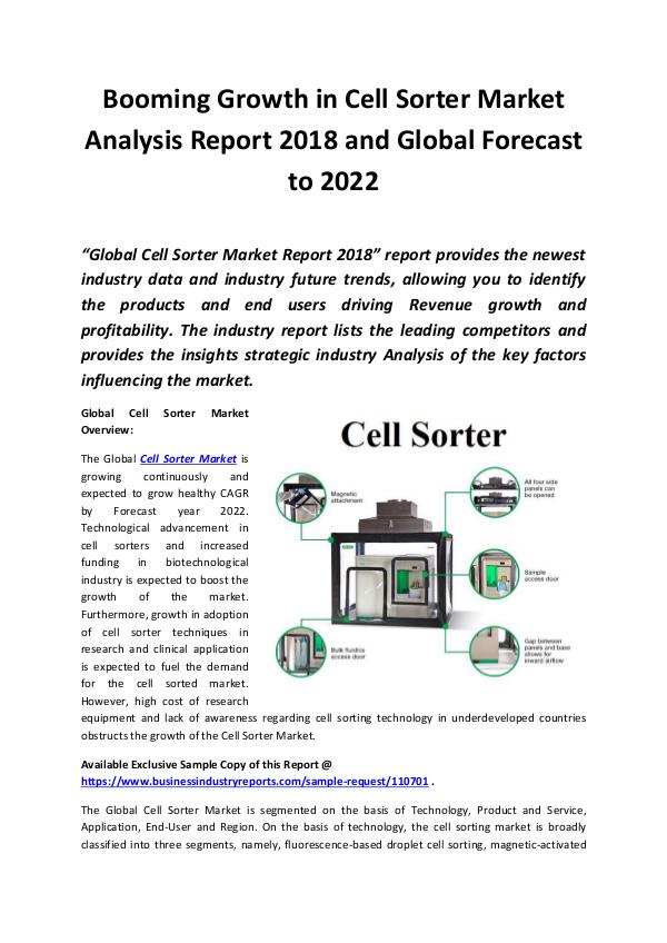 Global Cell Sorter Market Report 2018 - 2022