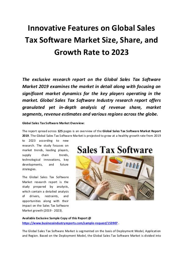 Market Research Reports Global Sales Tax Software Market 2019