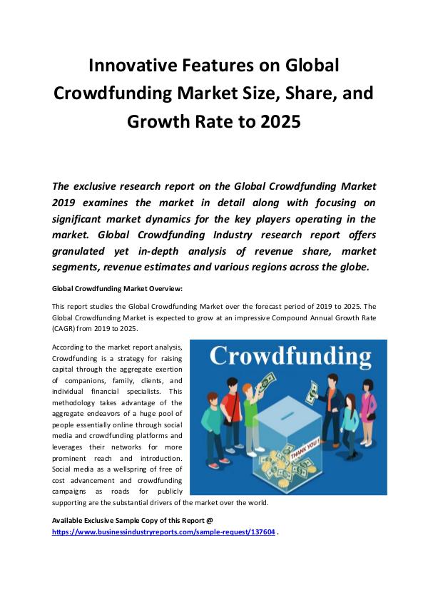 Market Research Reports Global Crowdfunding Market 2019