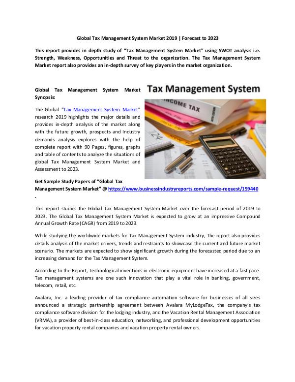 Global Tax Management System Market Report 2019