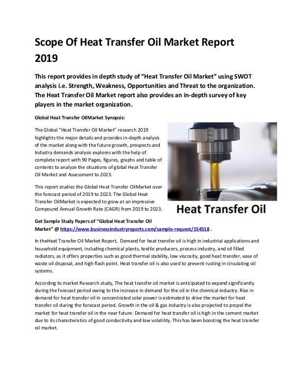 Global Heat Transfer Oil Market Report 2019-conver