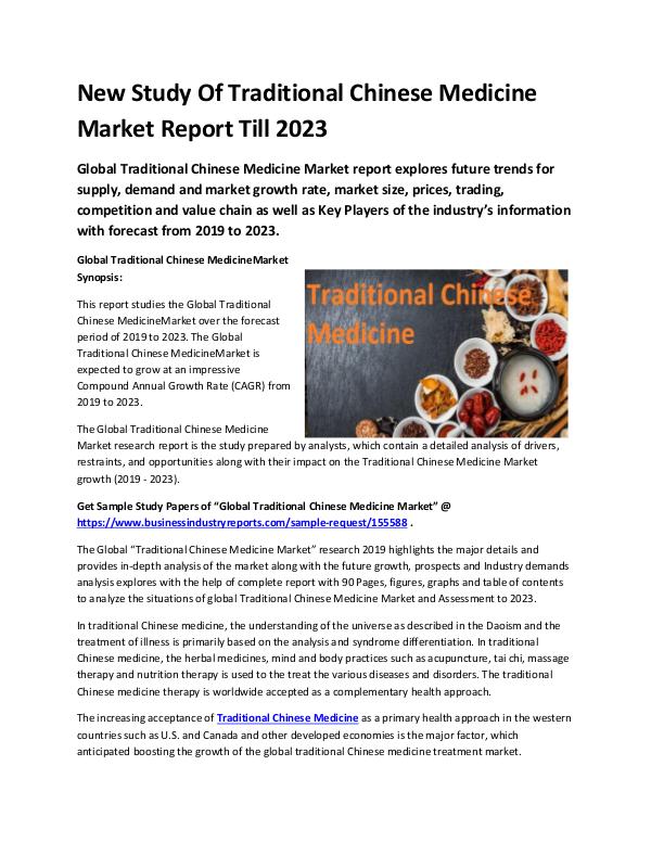 Global Traditional Chinese Medicine Market Report