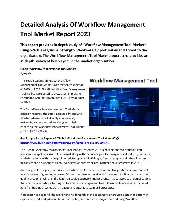 Global Workflow Management Tool Market Report 2019