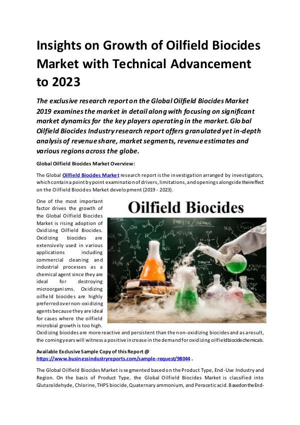 Global Oilfield Biocides Market Report 2019