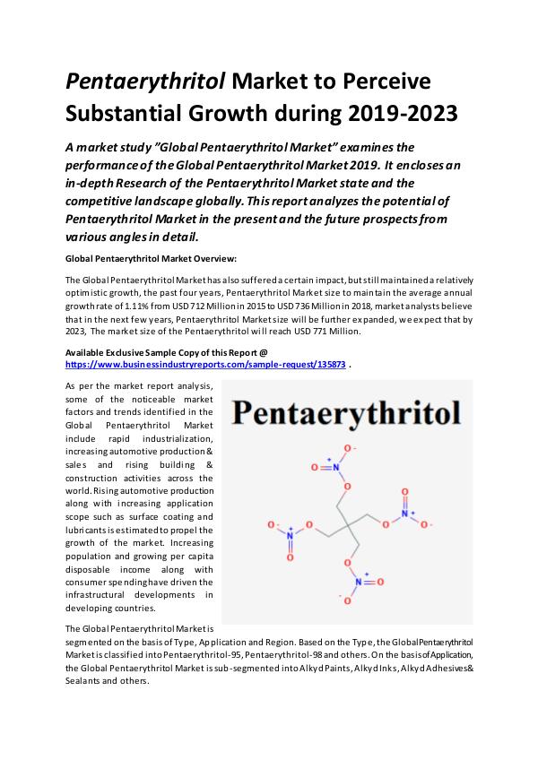 Global Pentaerythritol Market Report 2019