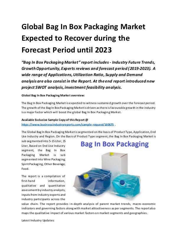 Global Bag In Box Packaging Market Report 2019