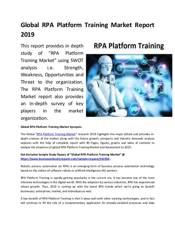 Market Research Reports Global RPA Platform Training Market Report 2019