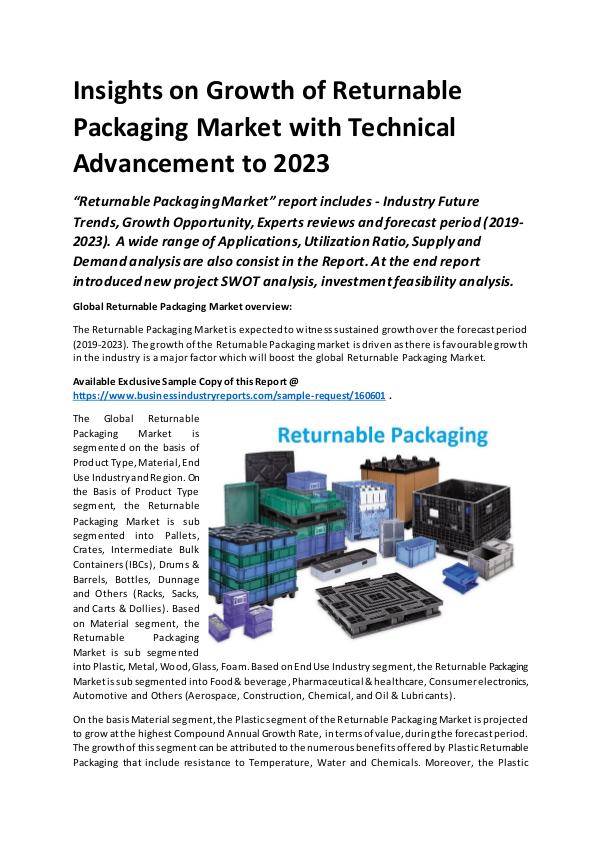 Market Research Reports Global Returnable Packaging Market Report 2019