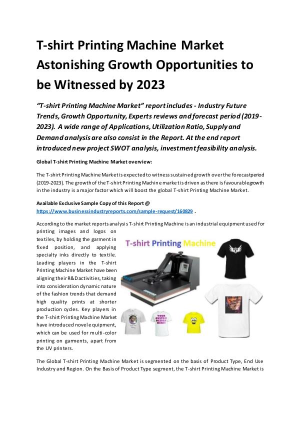 Global T-shirt Printing Machine Market Report 2019