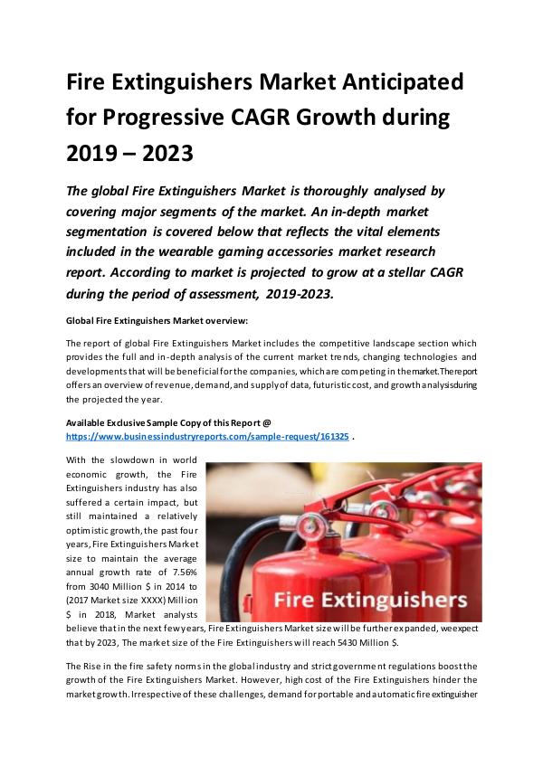 Market Research Reports Global Fire Extinguishers Market Report 2019